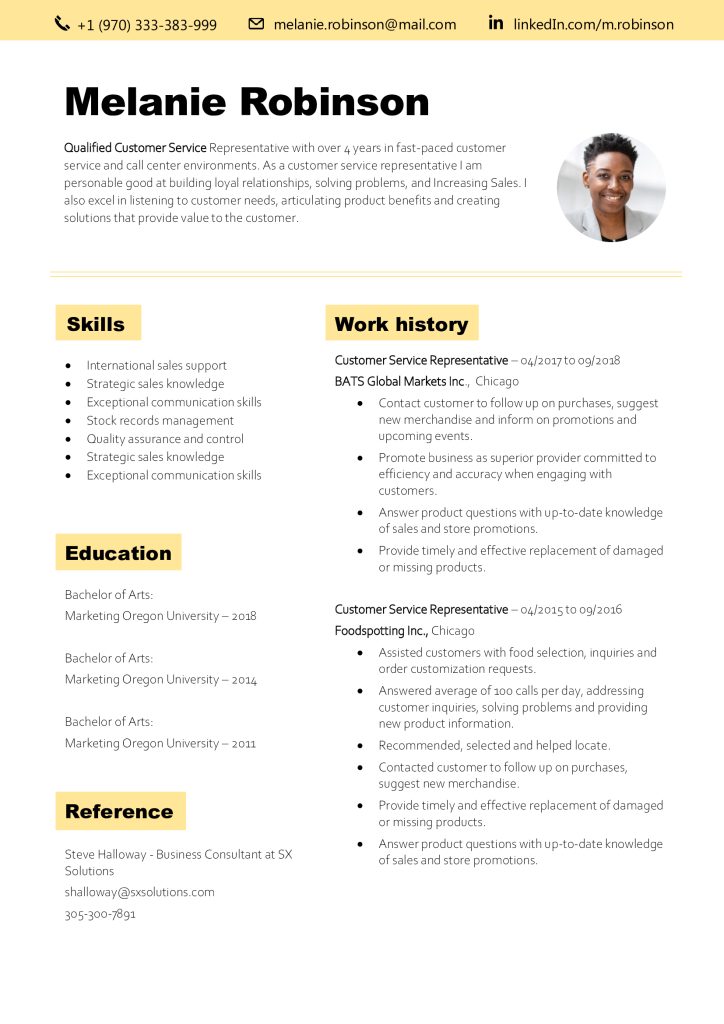 Curriculum Vitae em Inglês grátis Melanie