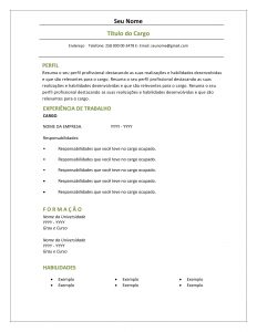 curriculum vitae simples para preencher