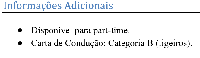 informações adicionais no currículo